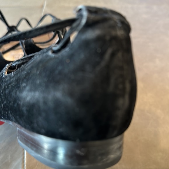 Anthropologie Billy Ella Black Faux Suede Lce-Up Pointy Toe Flats Size 7.5 - Picture 12 of 16